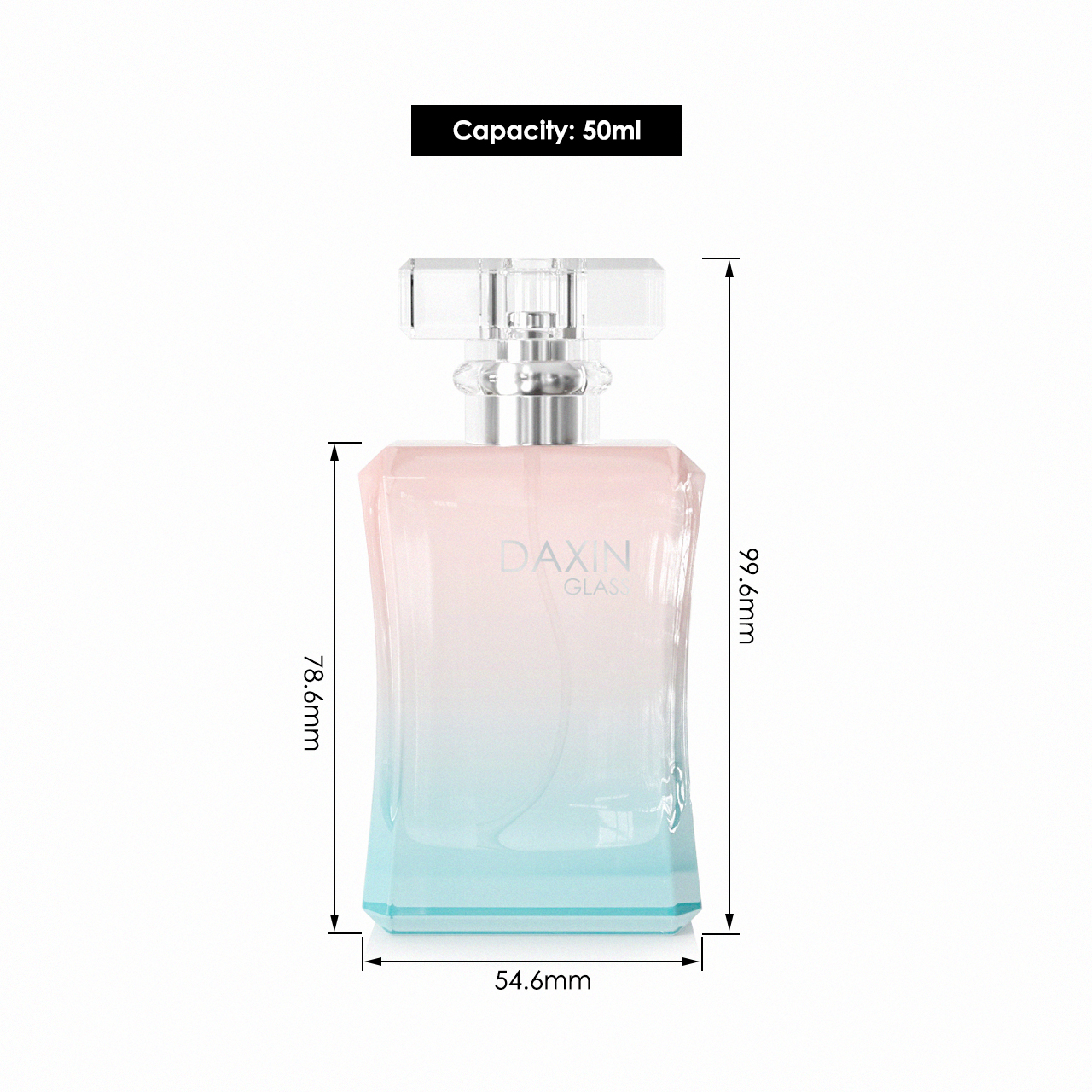 Botol Minyak Wangi Kaca Segi Empat Kecerunan Mudah Alih 50ml