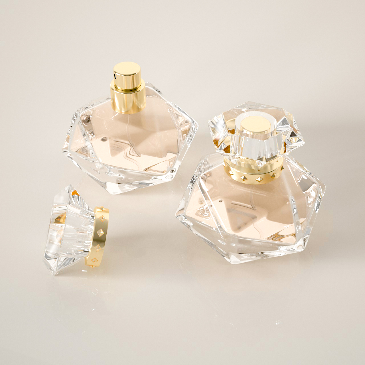 50ml 100ml 다각형 스프레이 향수병
