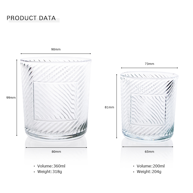200 ml 360 ml Kerzenglas mit einzigartigem Muster