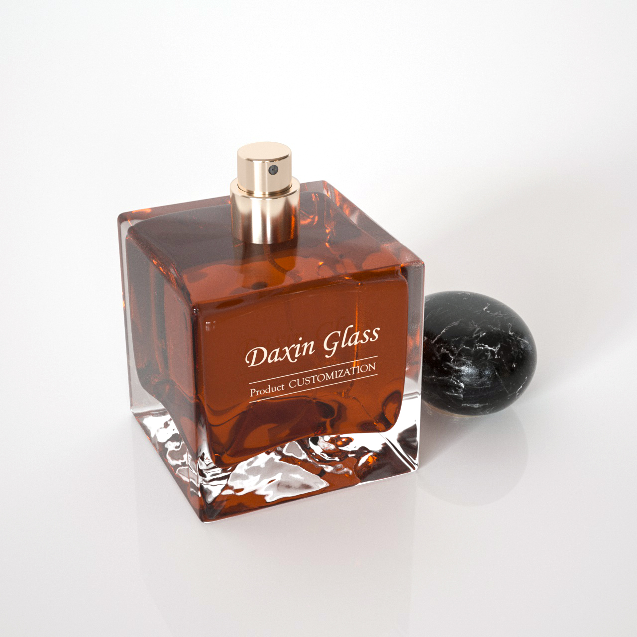 Frasco de perfume cuadrado de 100 ml con tapa redonda.