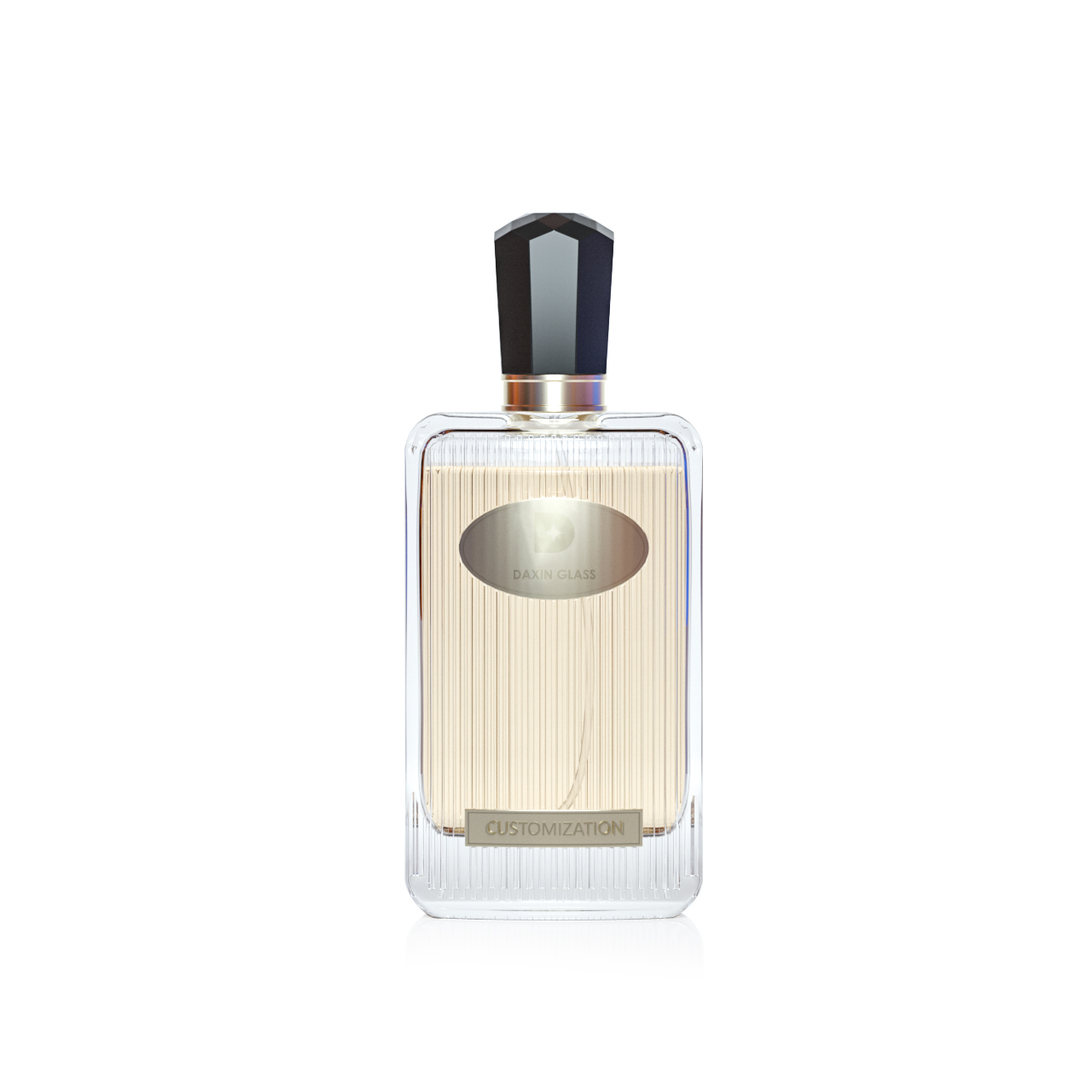 Frasco de perfume a cuadros de 50 ml con tapa negra
