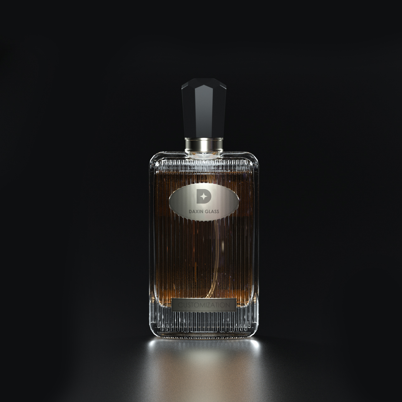 Frasco de perfume a cuadros de 50 ml con tapa negra