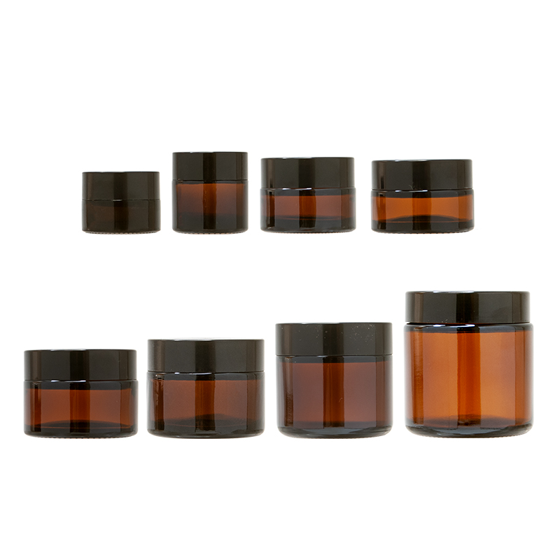 Stoples Kaca Amber untuk Krim Kosmetik dengan Tutup