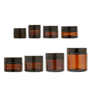 Toples Kaca Krim Amber Kosmetik dengan Tutup