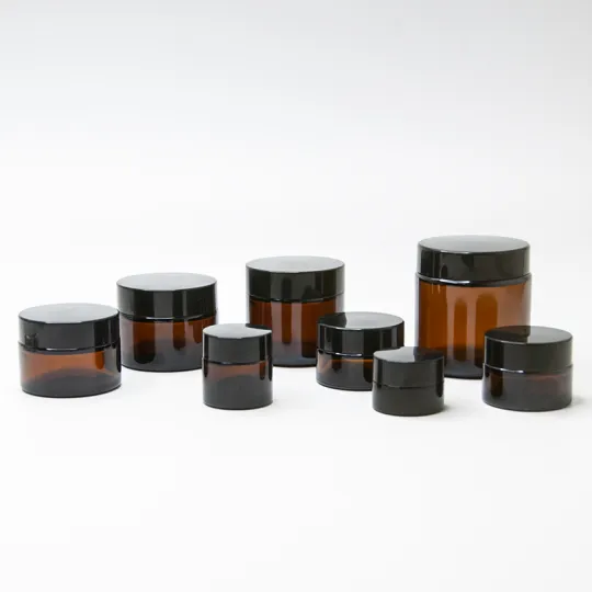 Balang Kaca Krim Amber Kosmetik dengan Penutup