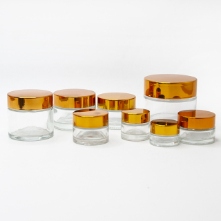 Toples Kaca Krim Amber Kosmetik dengan Tutup