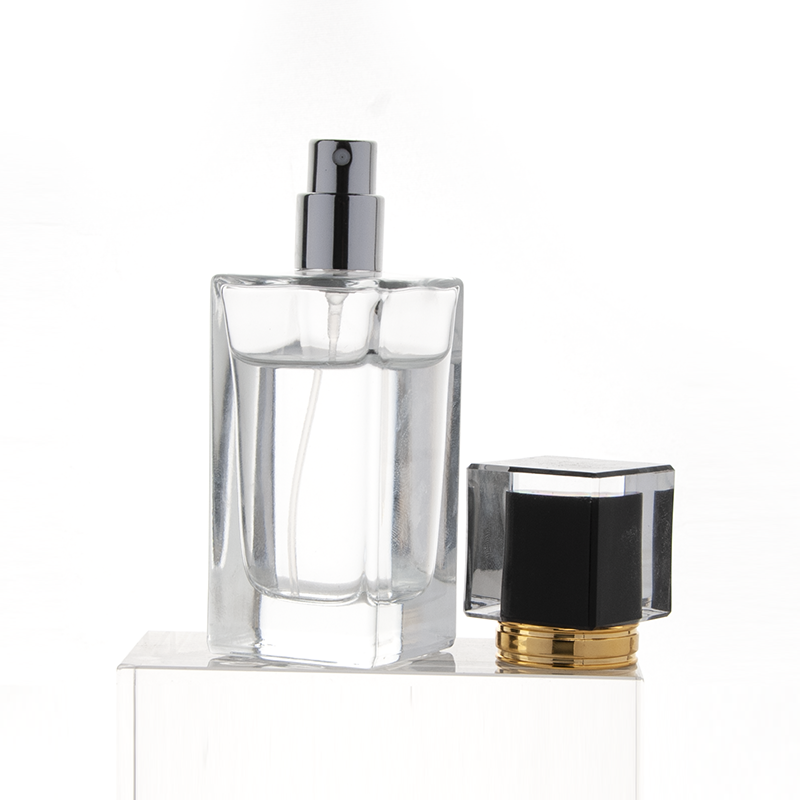 Flacon vaporisateur de parfum vide en verre transparent haut de gamme de 50 ml