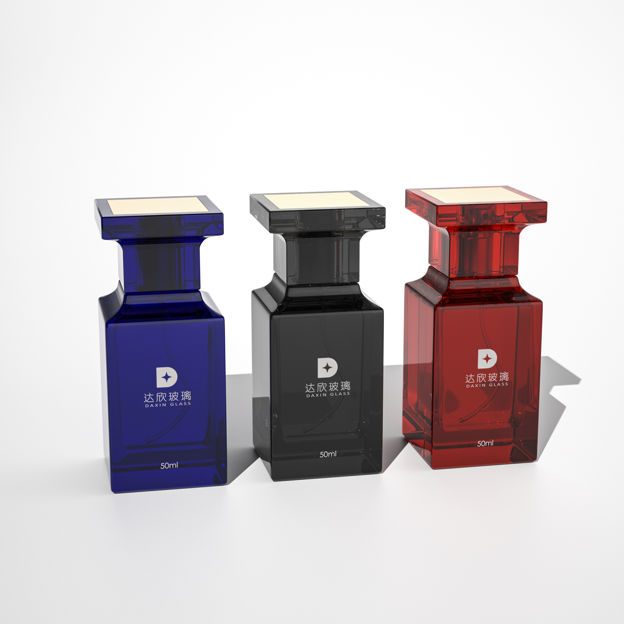 Flacons de parfum carrés de 30 ml, 50 ml et 100 ml disponibles en stock