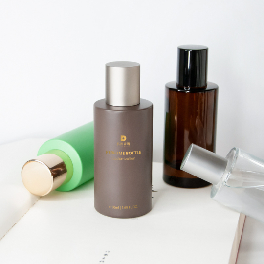 실린더 모양 그린 컬러 향수 유리 스프레이 병