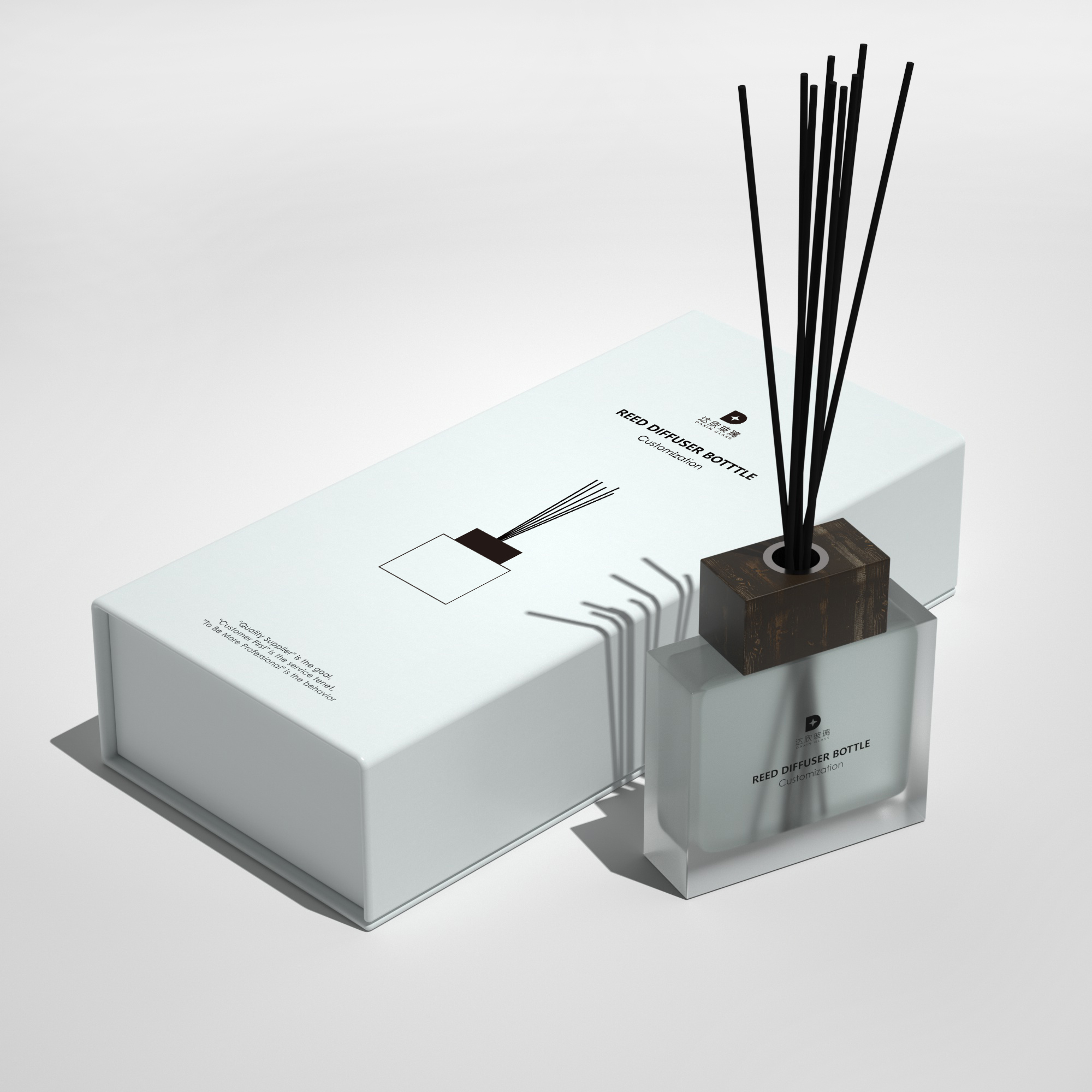 empty luxury diffuser bottle with box