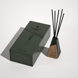 Botellas de difusor de láminas de lujo con difusor de bambú esmerilado, fijadas con embalaje en caja
