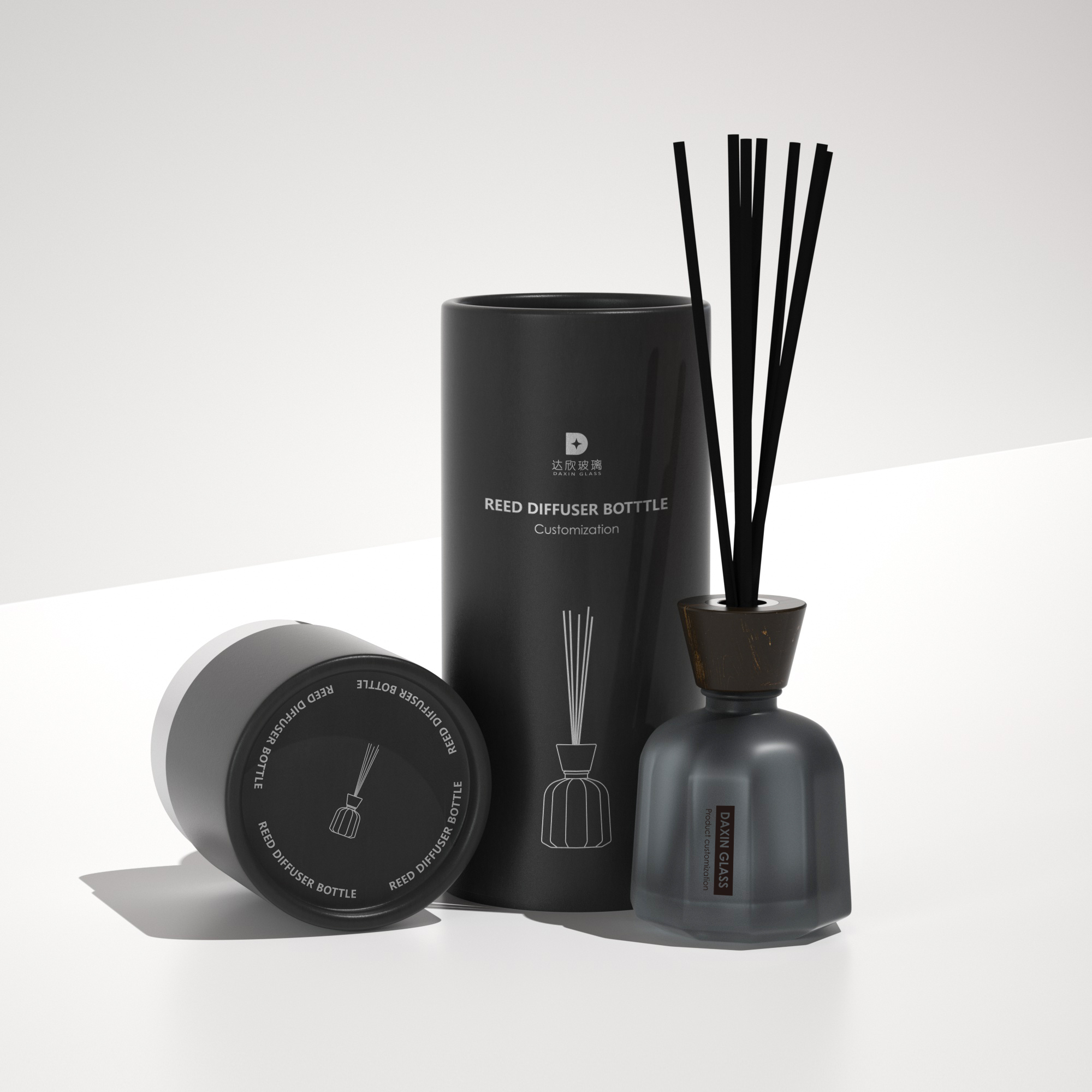 Frasco difusor de varillas aromáticas de 200 ml, color blanco y negro, con fragancia especial.