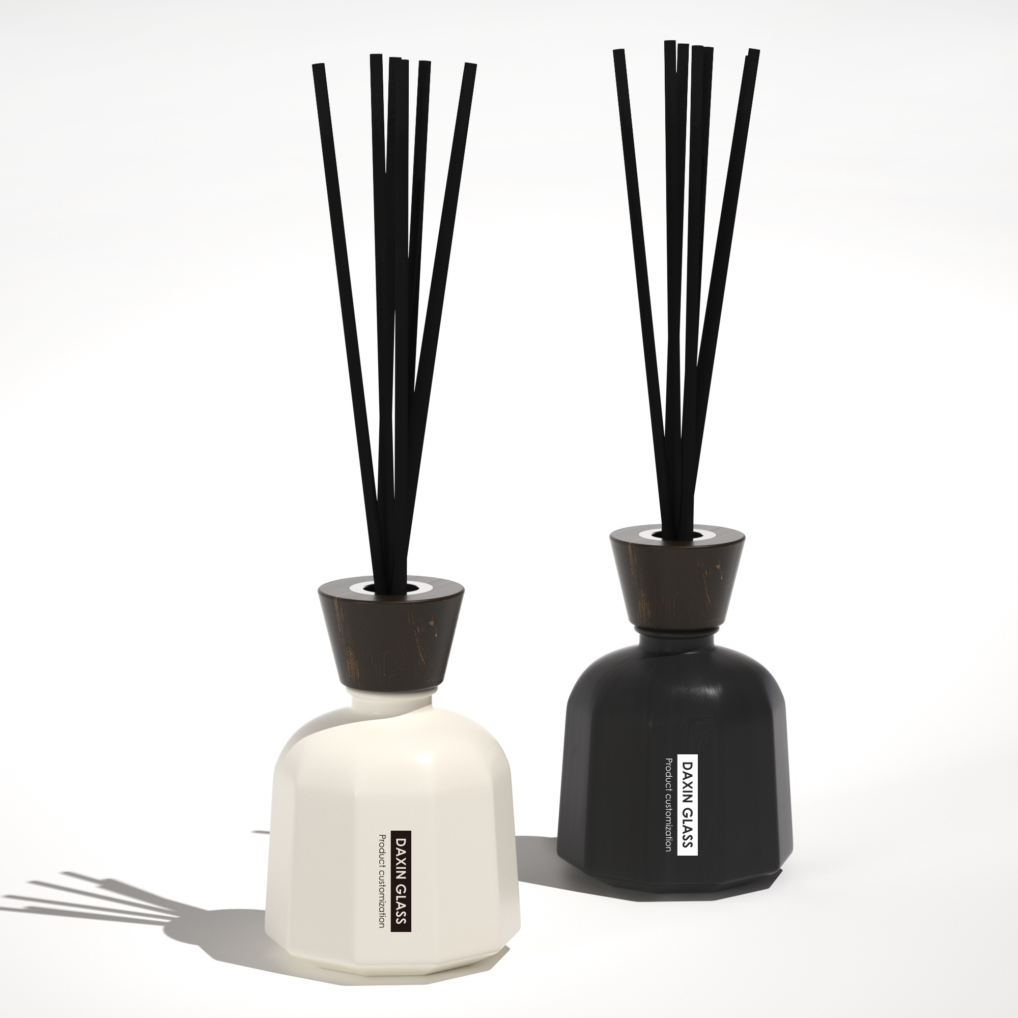 Frasco difusor de varillas aromáticas de 200 ml, color blanco y negro, con fragancia especial.