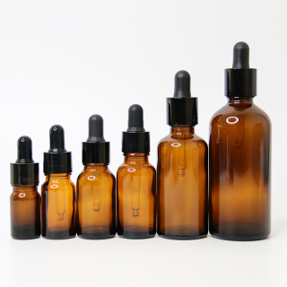 Brown Round Empty Essential Oil Amber Glass Dropper Bottle