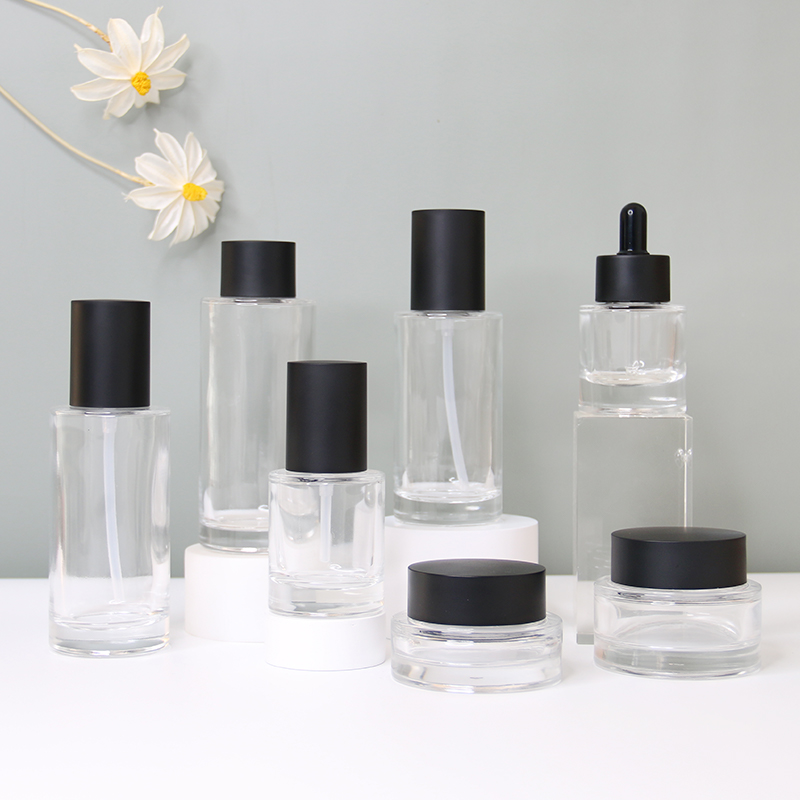 Kosmetik-Glasflaschen-Sets, Glastiegel-Lotionflasche für Hautpflege