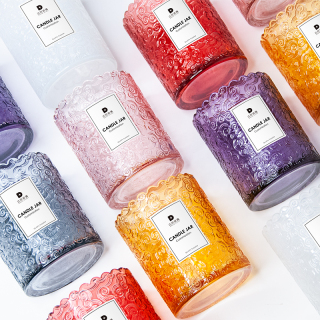 Engraved Ceramic Glass Candle Jar Vessels Can Container
