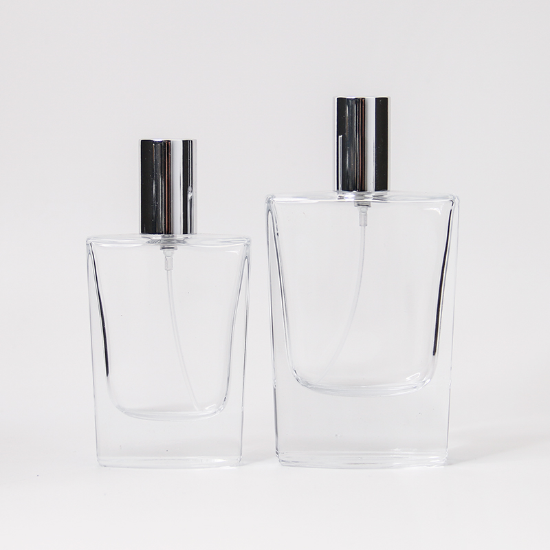 Botol Parfum Kaca Isi Ulang 50ml 1.7 OZ, Botol Semprot Cologne Persegi Transparan