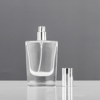50ml 1.7 OZ Refillable Glass Perfume Bottles Transparent Square Cologne Atomizer