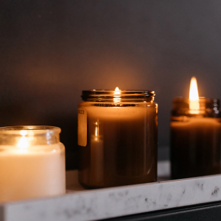 Barattoli di vetro ambrato Contenitori per candele rotondi vuoti da 8 once per la fabbricazione di candele