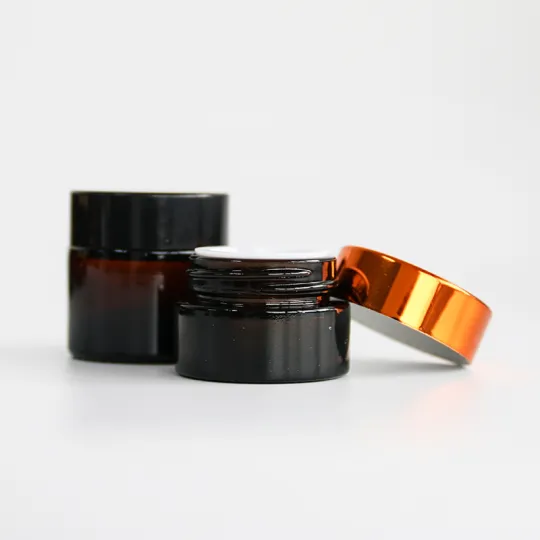 Bekas Kosmetik Kosong Balang Kaca Amber Bulat Balang Krim
