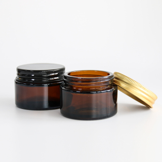 Empty Cosmetic Containers Round Amber Glass Jars Cream Jars