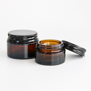 Empty Cosmetic Containers Round Amber Glass Jars Cream Jars