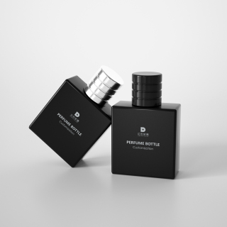 Bottiglia di profumo in vetro quadrato con tappo spray piatto 30 ml 50 ml 100 ml