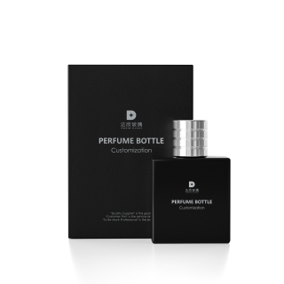 Bottiglia di profumo in vetro quadrato con tappo spray piatto 30 ml 50 ml 100 ml