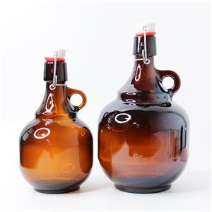 1 Liter 2 Liter Amber Glass Beer Wine Bottle with Stopper and Airtight Lid & Leak Proof Cap