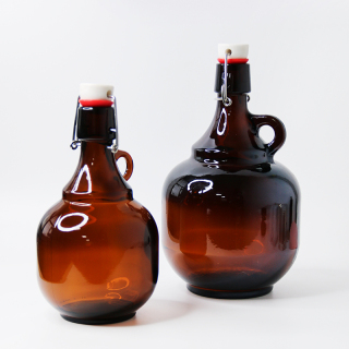1 Liter 2 Liter Amber Glass Beer Wine Bottle with Stopper and Airtight Lid & Leak Proof Cap