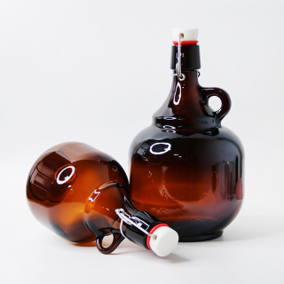 1 Liter 2 Liter Amber Glass Beer Wine Bottle with Stopper and Airtight Lid & Leak Proof Cap