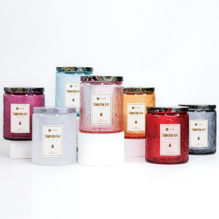 Candle Cup Embossed Empty Cup Colorful Pattern Candle Jar