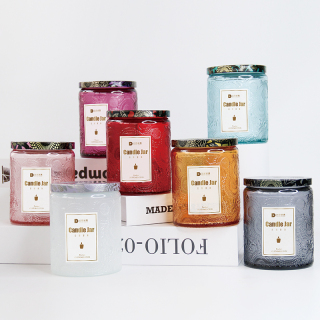 Candela Tazza Goffrata Tazza Vuota Modello Colorato Vaso Candela