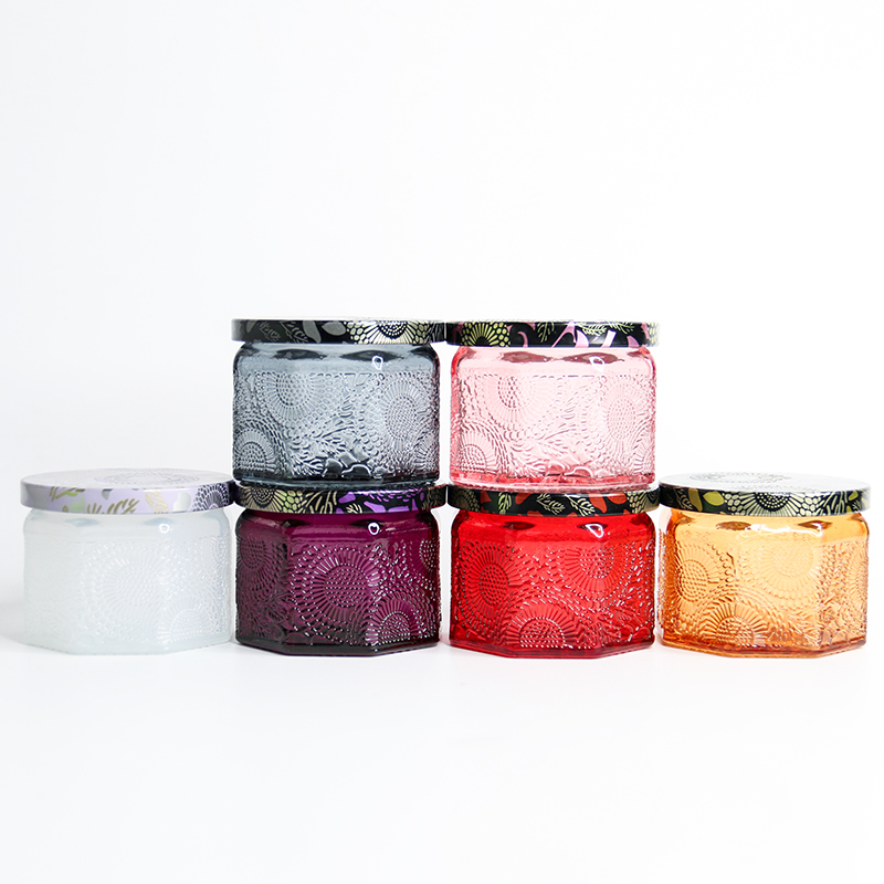 electroplated embossed glass candle jars