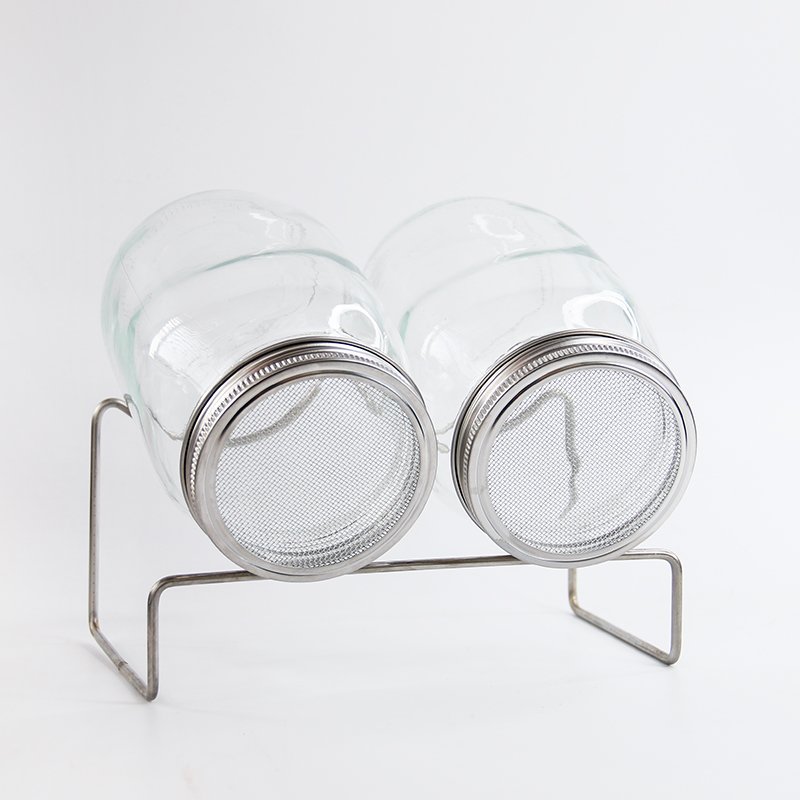 1-Liter-Einmachglas aus durchsichtigem, rundem Glas mit Keimdeckeln zum Keimen