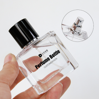 25ml 50ml Cheap Clear Perfume Empty Bottle with Black Magnetic Cap