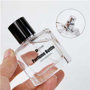 25ml 50ml Cheap Clear Perfume Empty Bottle with Black Magnetic Cap