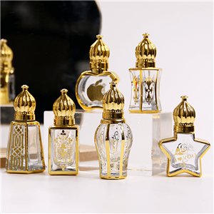 Attar Roll On Bottiglia di olio in barattolo di vetro Bottiglia vuota di olio essenziale con coperchio dorato