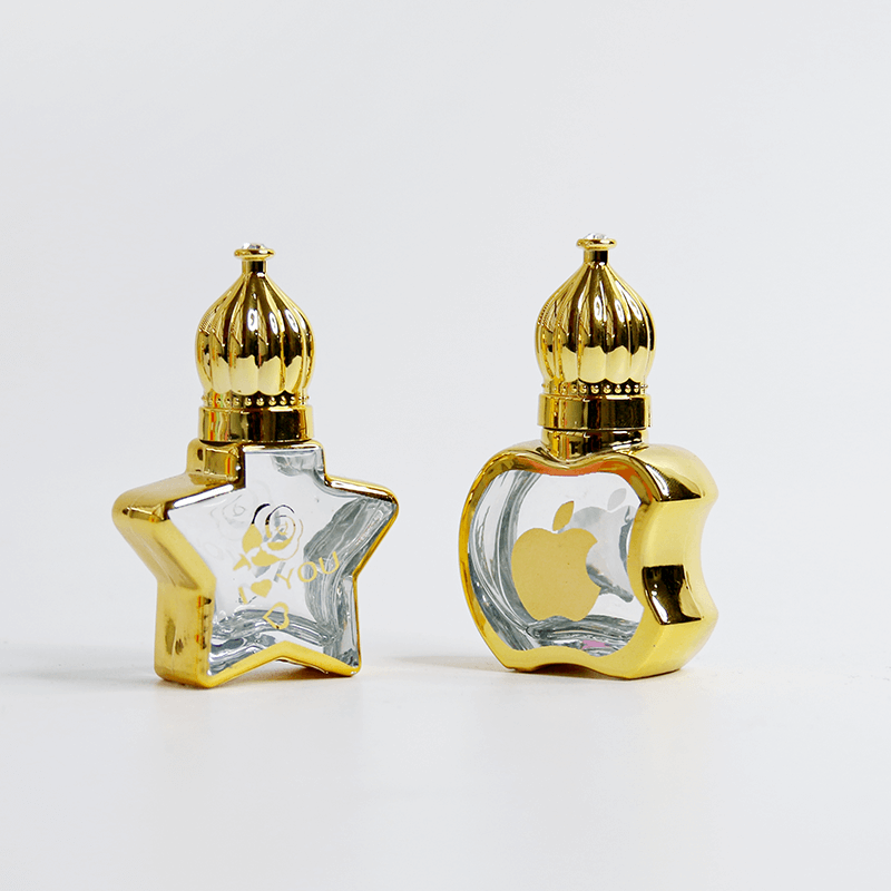 Flacon d'huile essentielle Attar en roll-on, pot en verre vide avec couvercle doré