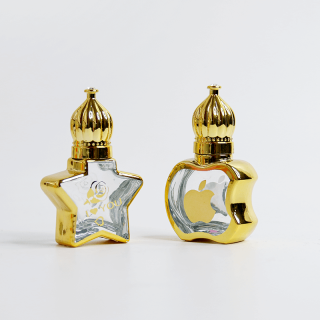 Attar Roll On Bottiglia di olio in barattolo di vetro Bottiglia vuota di olio essenziale con coperchio dorato