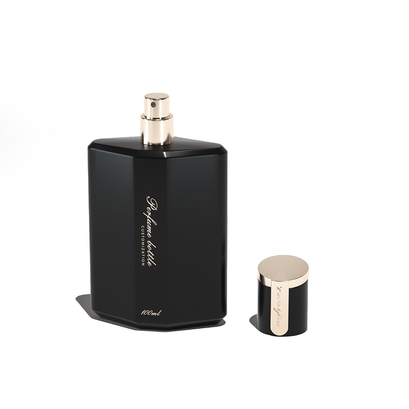 블랙 보틀 퍼퓸 글라스, 골드 실버 럭셔리 캡, 100ml