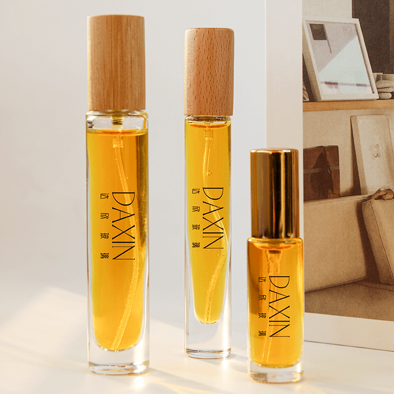 5 ml, 10 ml, 15 ml Parfümflasche aus klarem Glas, Parfümtesterflasche mit Holzverschluss