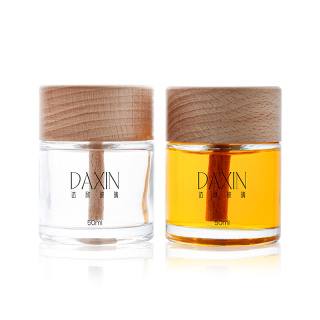 Botol Kaca Kemasan Diffuser Buluh Kosong Kustom dengan Tutup Tutup Kayu