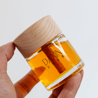 Botol Kaca Kemasan Diffuser Buluh Kosong Kustom dengan Tutup Tutup Kayu