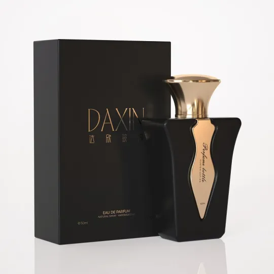 Nuevo diseño de Daxin, botella de spray de perfume vacía de 50 ml hecha a medida con tapa de Zamac