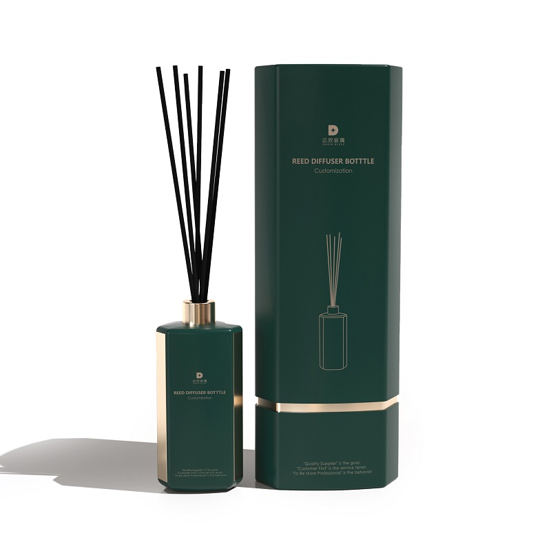 Frasco difusor de aromaterapia de vidrio recargable y vacío con varillas de fibra.