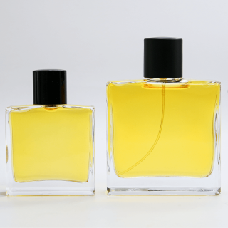 Botella de cristal rectangular vacía del perfume del cuello de la encrespadura de 30ml 50ml 100ml