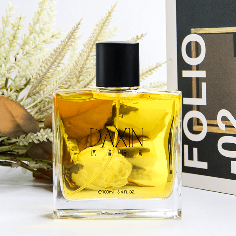 직사각형 모양의 30ml, 50ml, 100ml 용량의 크림프 넥 향수 유리병 (빈 병)
