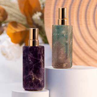Botol Semprot Sekrup Parfum Travel Giok Marmer Batu Permata Kristal 8ml