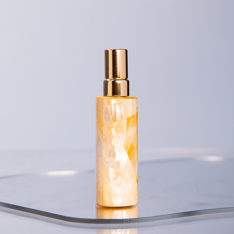 Flacon de parfum vide en cristal de quartz rose de 8 ml et 5 ml